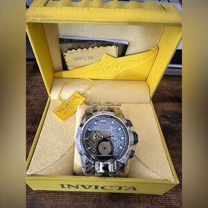 Stainless Steel Dual Time Zone Watch with Black Bezel